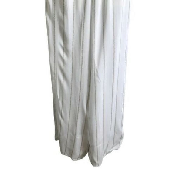 Faithfull The Brand White Small Rayon Striped Wide Leg Jumpsuit Minimalist Comfy - Picture 3 of 7